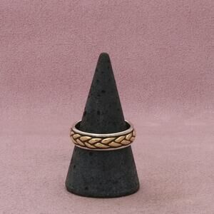 james avery sterling silver & 14k gold mens retired braided woven band ring 9
